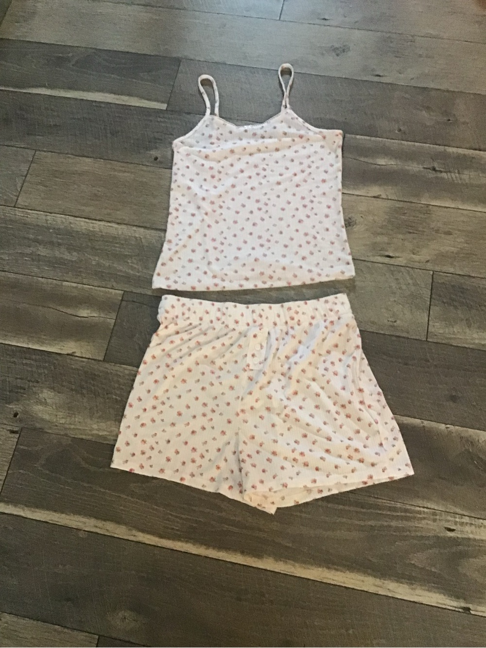 Source Unknown White Pink Floral Cami Pajama Set